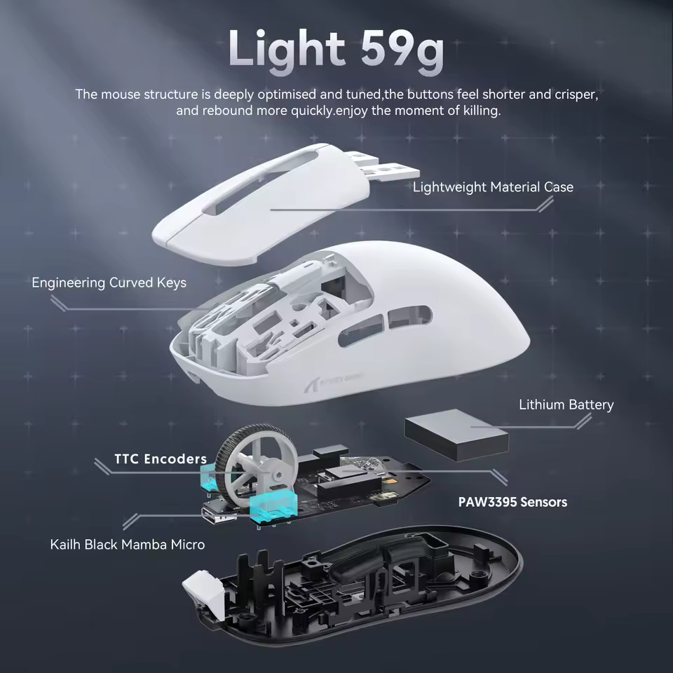 Бездротова ігрова миша Attack Shark X3 Pro Wireless 8K з сенсором PixArt 3395 